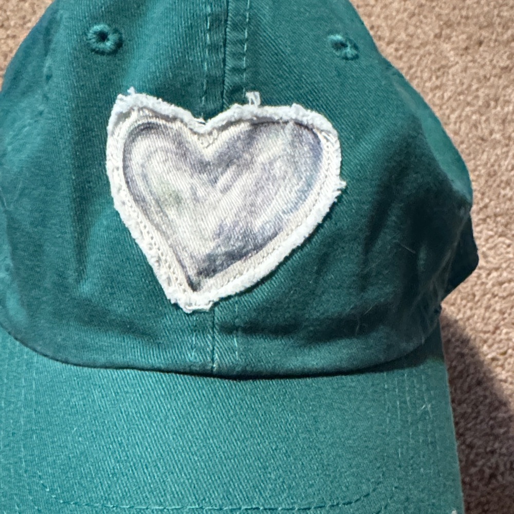 Life is Good Green Ball Cap with Heart detail - Picture 2 of 8